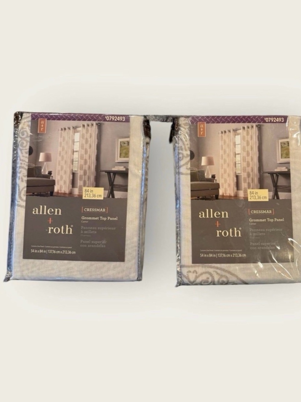 allen + roth 0792493 Curtains Camel Silver Grommet Top 54in x 84in NWT